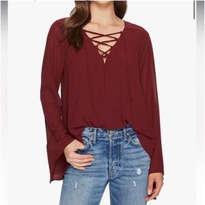 Show Me Your Mumu The Zuko Top, Lace Up Bell Sleeve